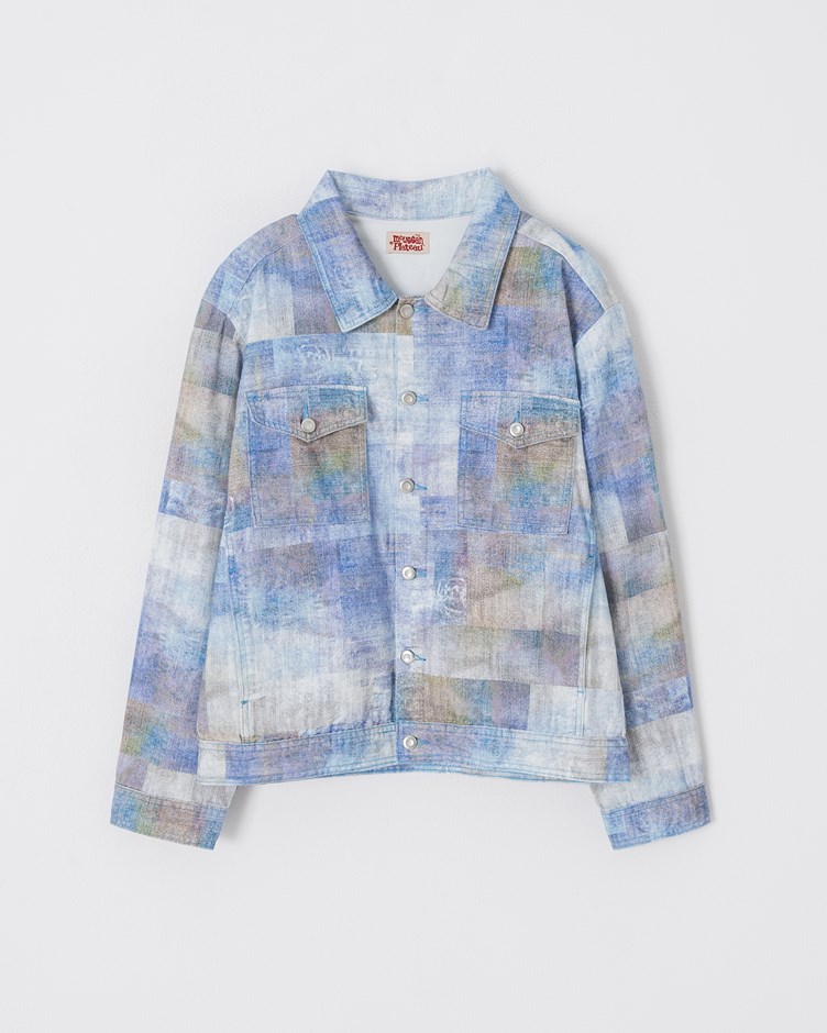 拼接丹寧印刷外套