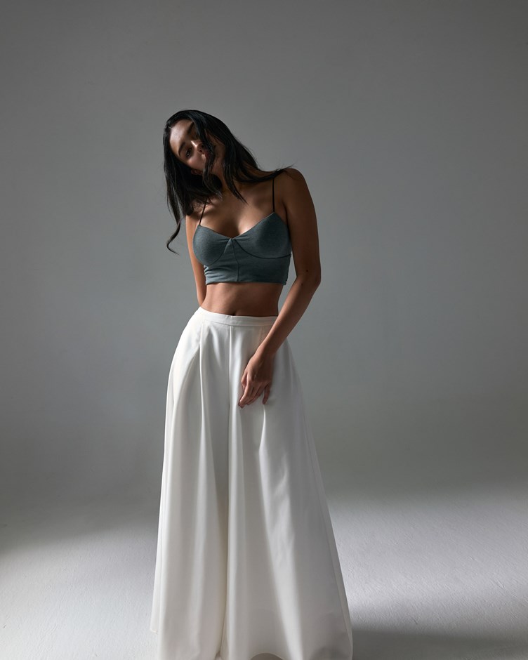 Luxe Draped Wide-Leg Suit Pants