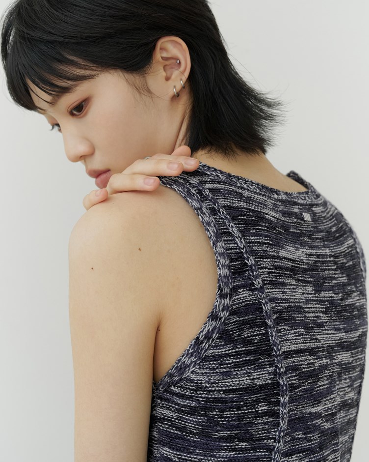 混色織紋針織背心