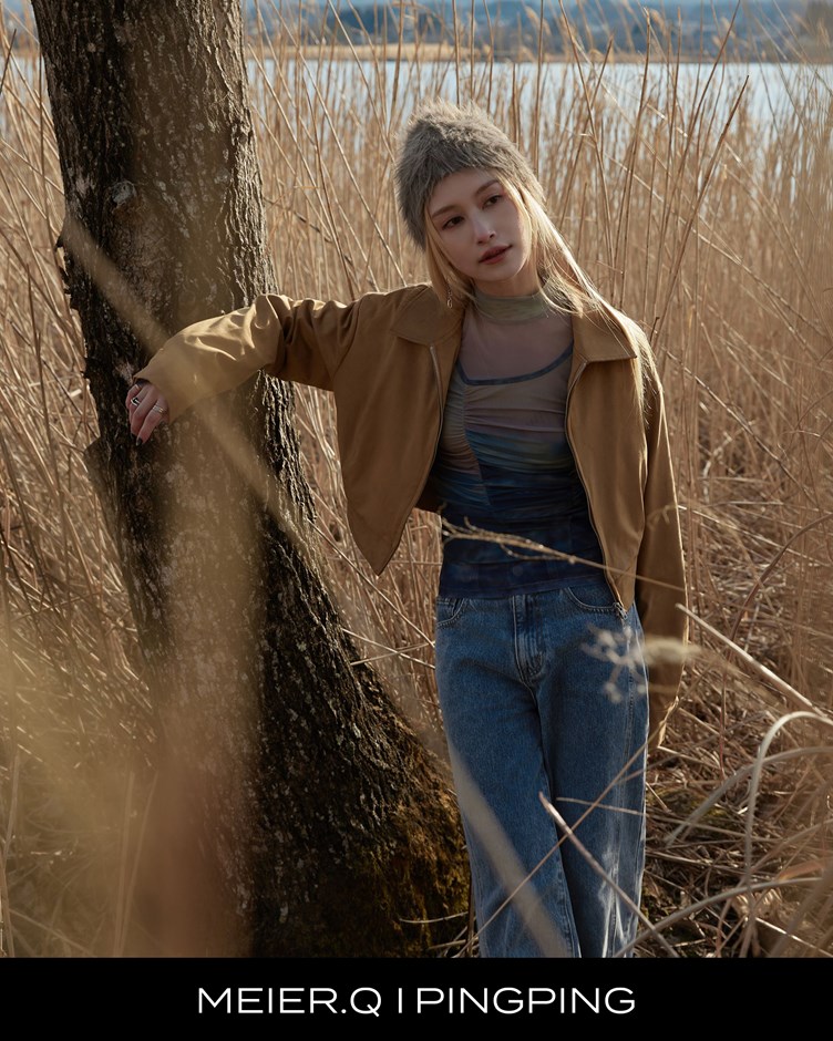 pingping-率性麂皮雙頭拉鍊外套