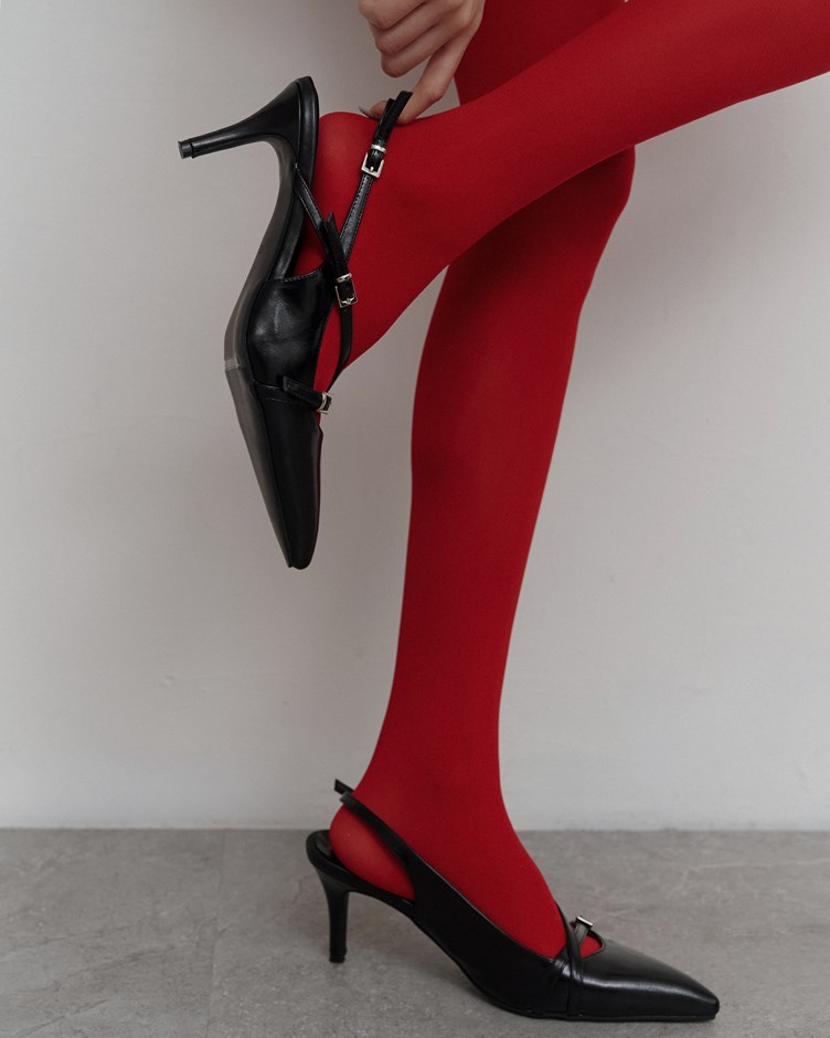 優雅尖頭芭蕾一字扣跟鞋(版型偏小)