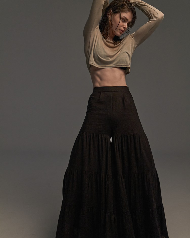 Ruffle Wide Leg Trousers