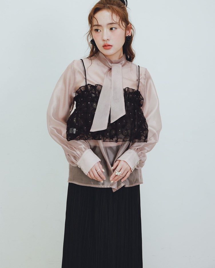 細閃光澤後綁結上衣