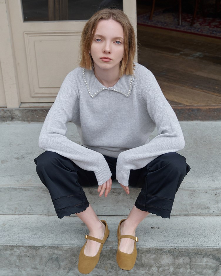 珍珠造型針織上衣