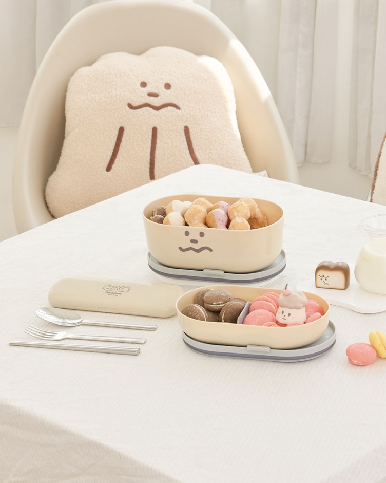 【LiFE RiCH】奶油家族聯名輕伴盒餐具組（一組含兩盒＋餐具組＋束環+隔熱手提袋+分隔片）