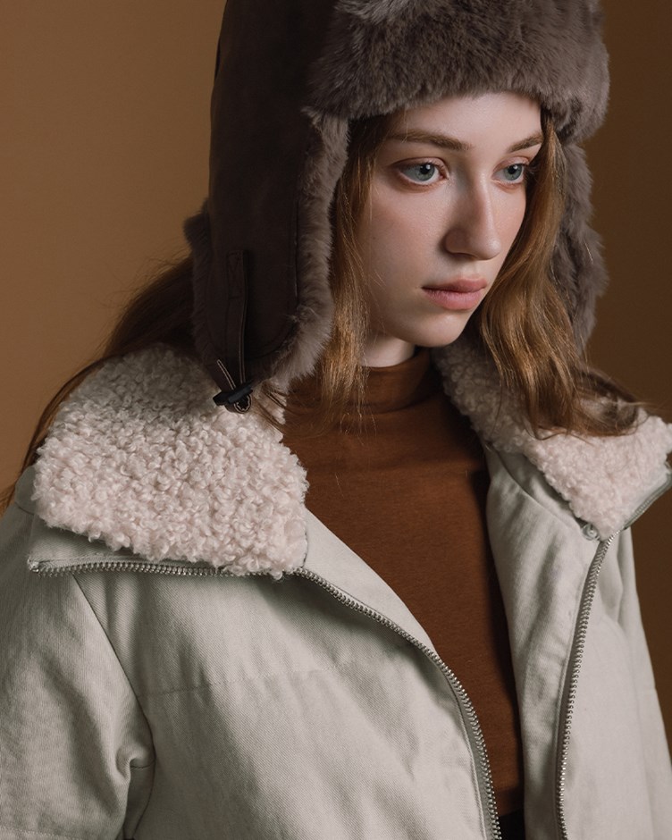 毛領牛仔感羽絨外套