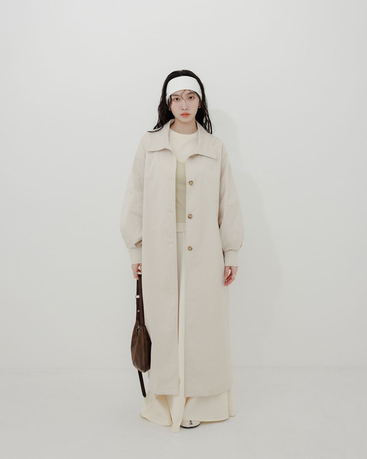 翻領後開岔風衣外套