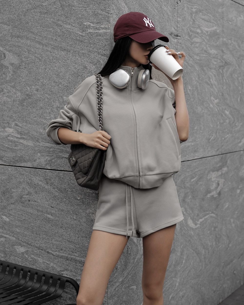 立領拉鍊棉質寬鬆外套