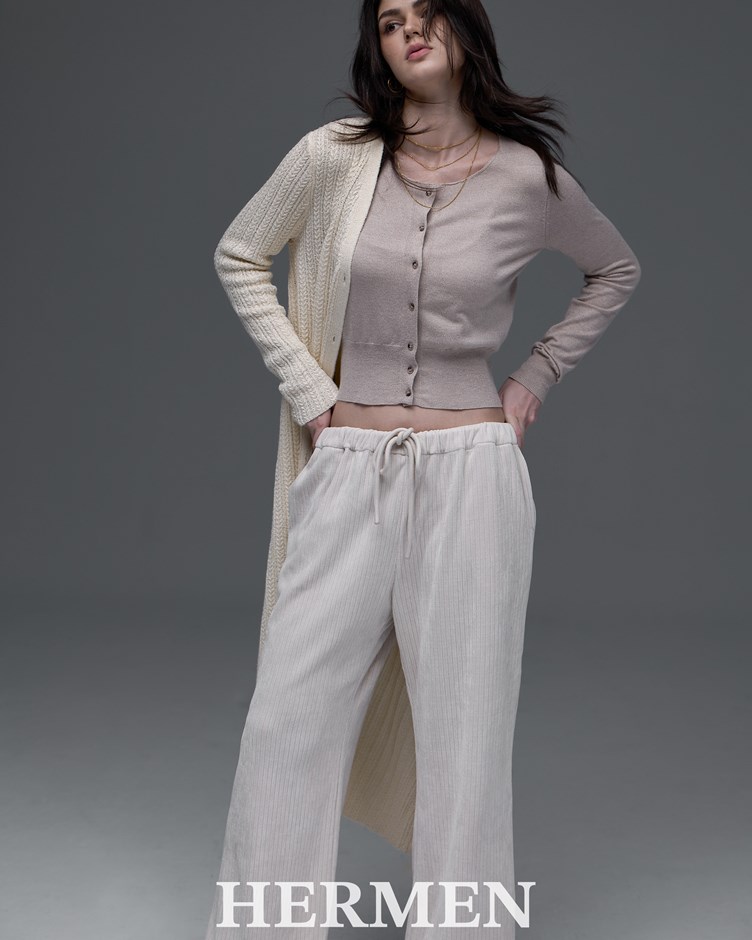 Unisex 燈芯絨坑條休閒寬褲