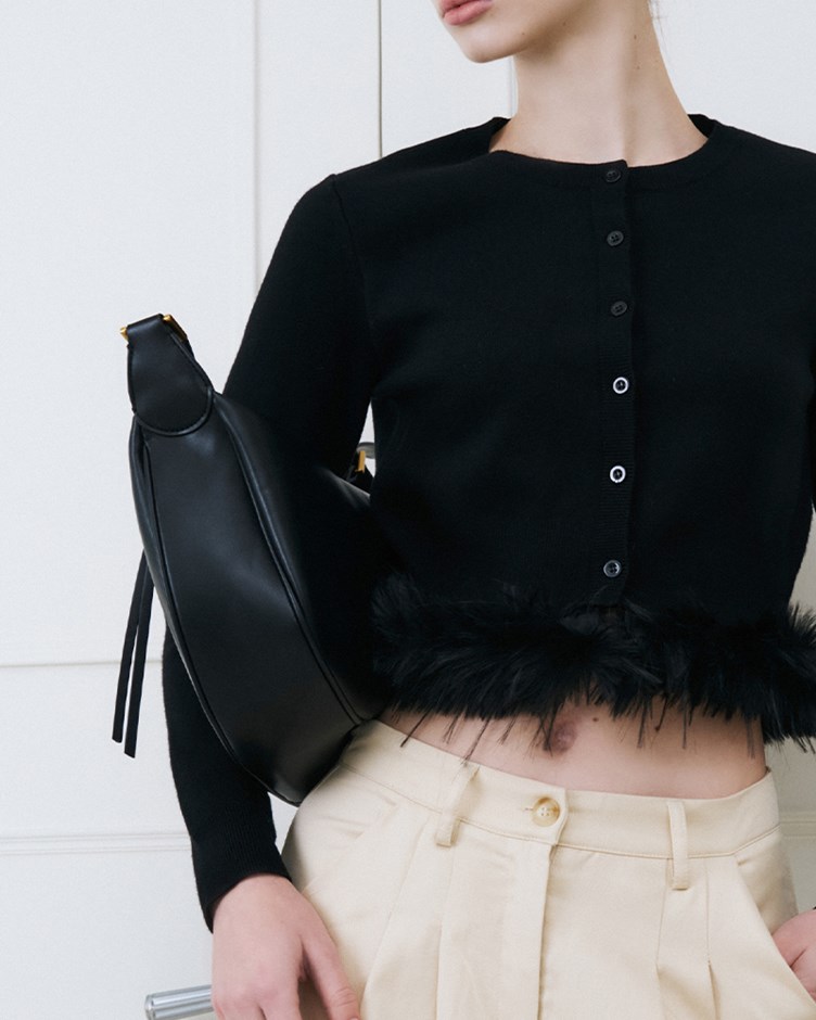 下擺毛毛排釦針織外套