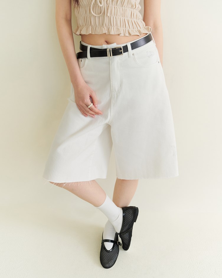 仿舊斜紋Jorts五分褲