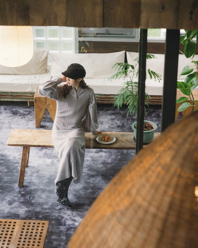 兩穿彩點圈圈織紋針織洋裝