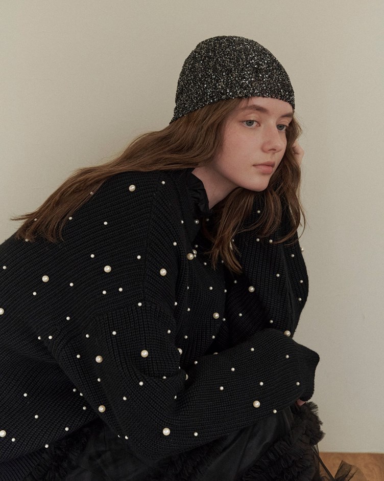 立體珍珠粗針毛衣