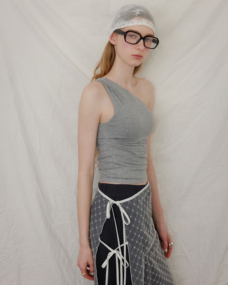 MIT斜肩側打摺BRA TOP