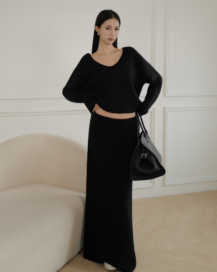 絨毛感針織長裙