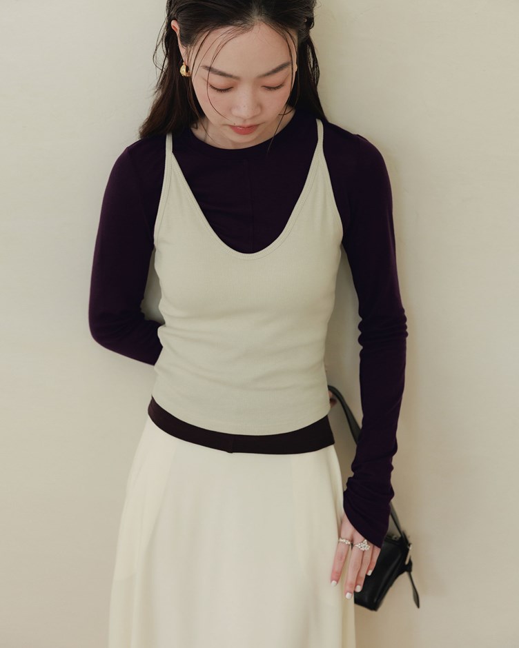 極彈天絲圓領車線上衣