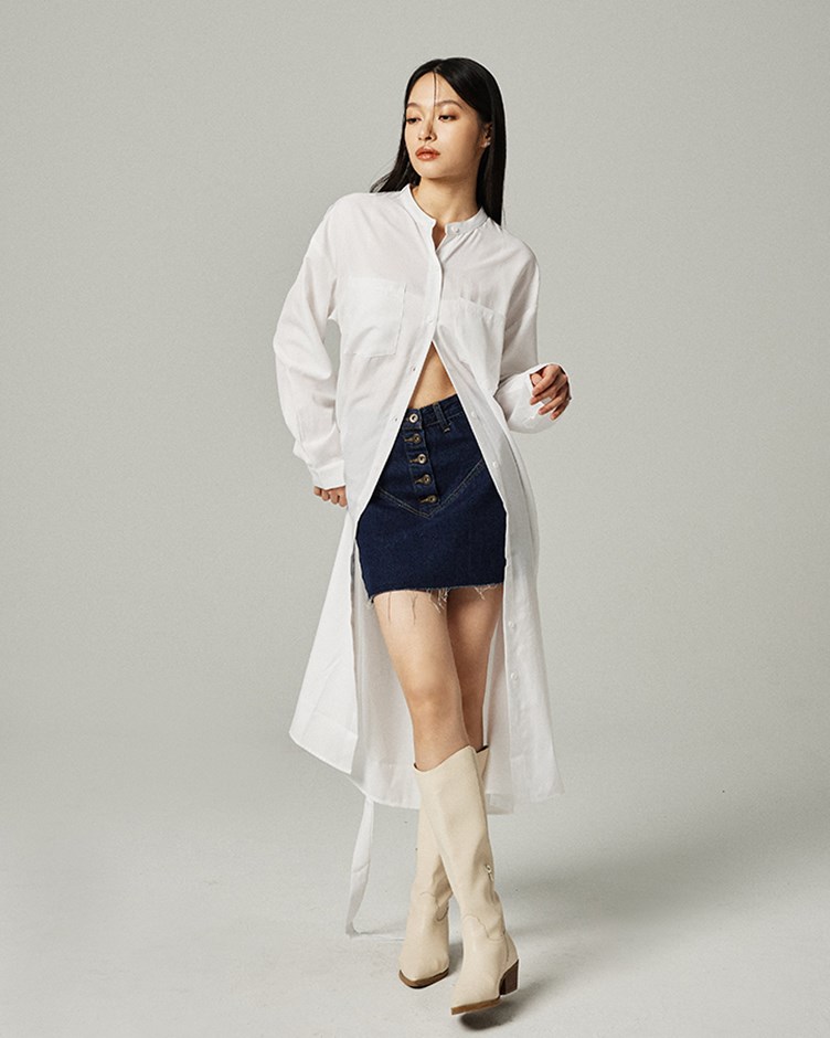 breasted denim skirt