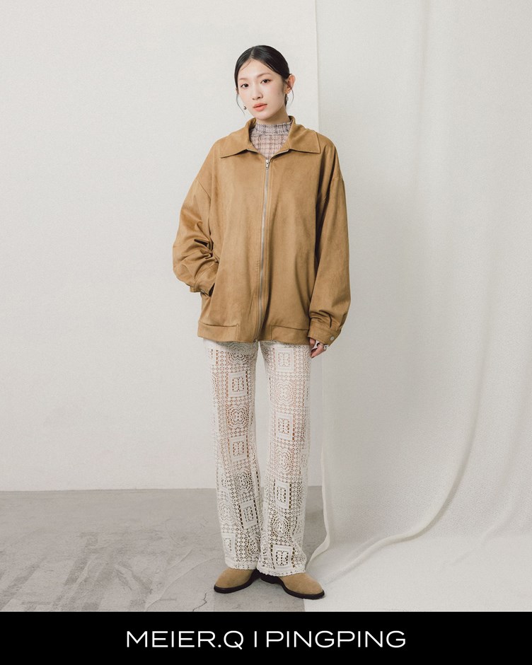 pingping-麂皮雙頭拉鍊外套(UNISEX)