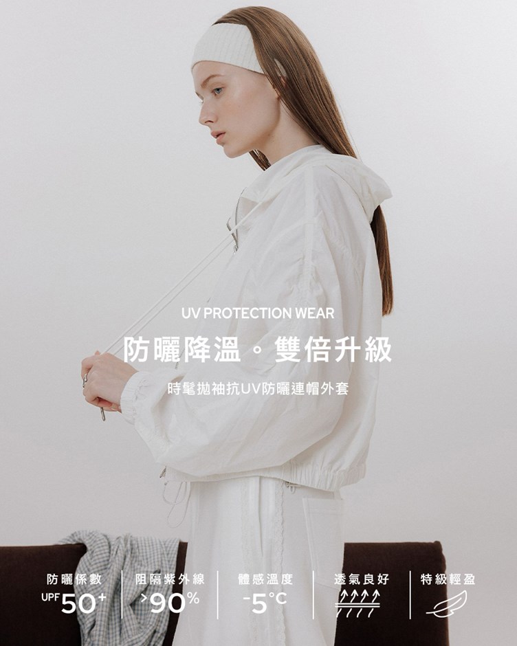時髦拋袖抗UV防曬連帽外套