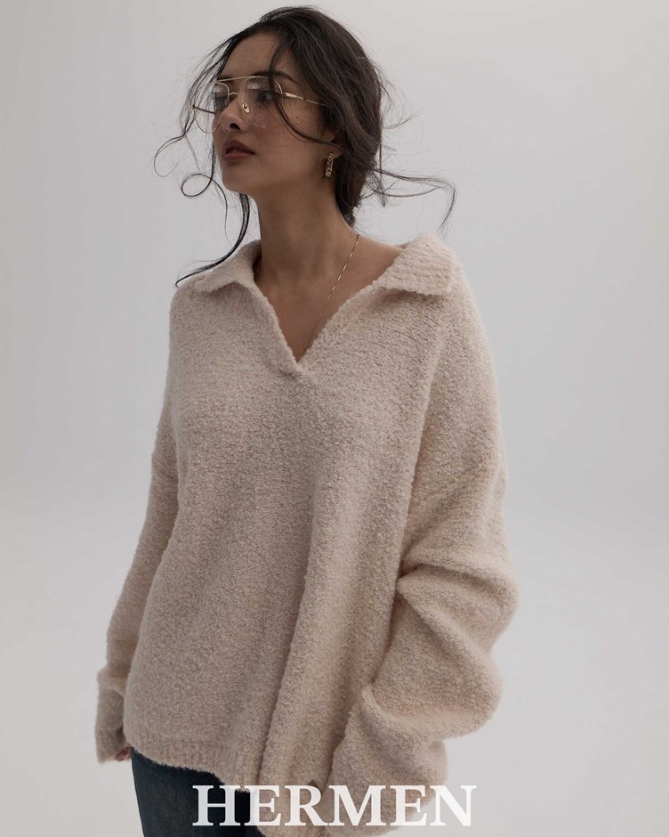 極簡輪廓圈毛針織衫