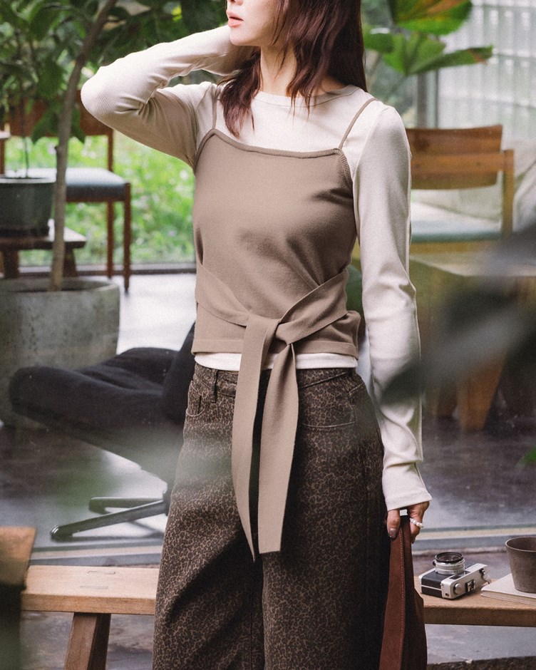 綁帶造型針織背心