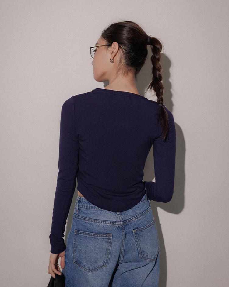 下擺圓弧長袖上衣(飽妮聯名款)