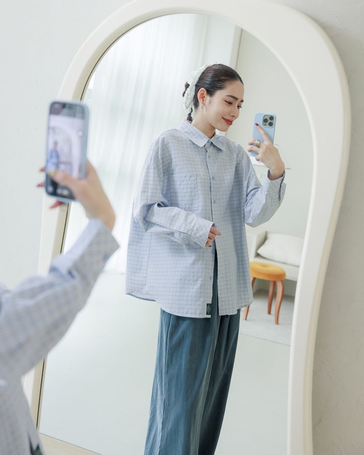 簡約配色細格紋襯衫