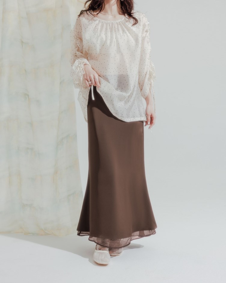 拼紗層次緞面魚尾裙