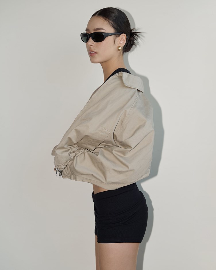 舒彈羅紋寬腰結顯瘦短褲