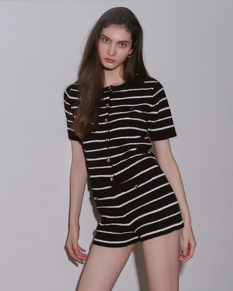 圈圈紗條紋針織上衣(ME.)