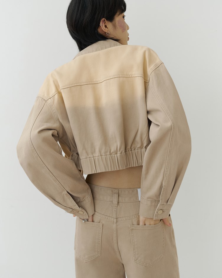 漸層水洗短版丹寧外套