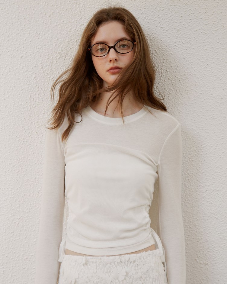 美麗諾羊毛假兩件抽繩上衣