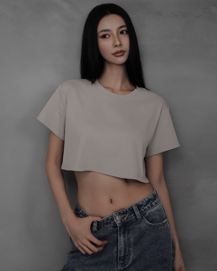 仿舊羅紋短版TEE