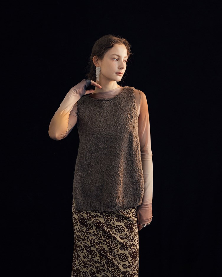 側開綁帶針織背心