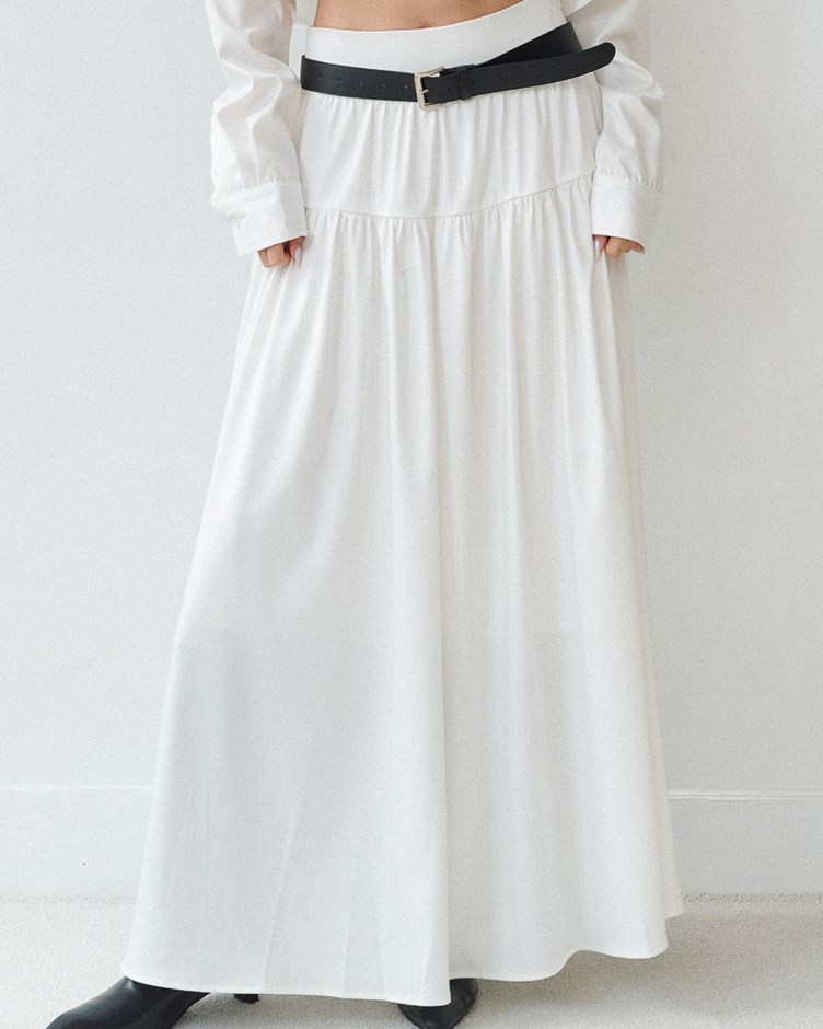 緞光抗皺傘擺長裙