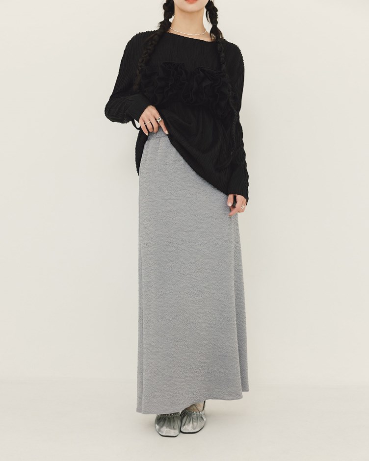 皺皺木耳捲邊長裙