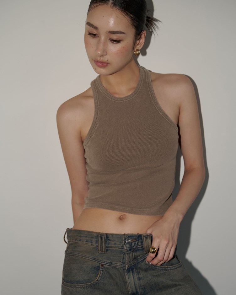 羅紋修身顯瘦削肩背心