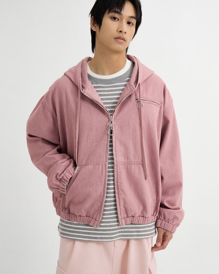 斜紋洗舊連帽外套