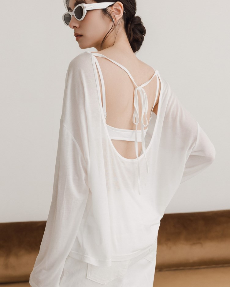 裸感天絲面膜美背綁帶上衣