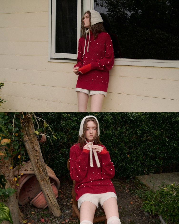 立體珍珠粗針毛衣