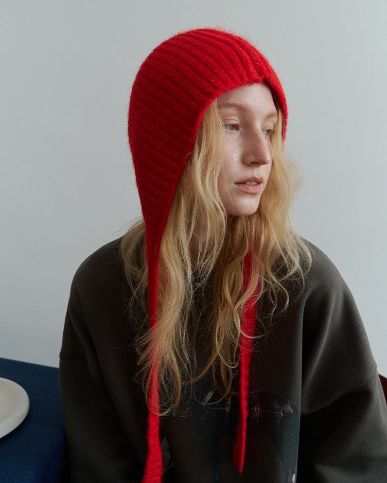 磨毛混紗感綁帶針織毛帽