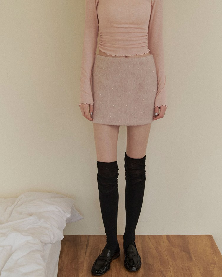 小香風珍珠毛呢短裙