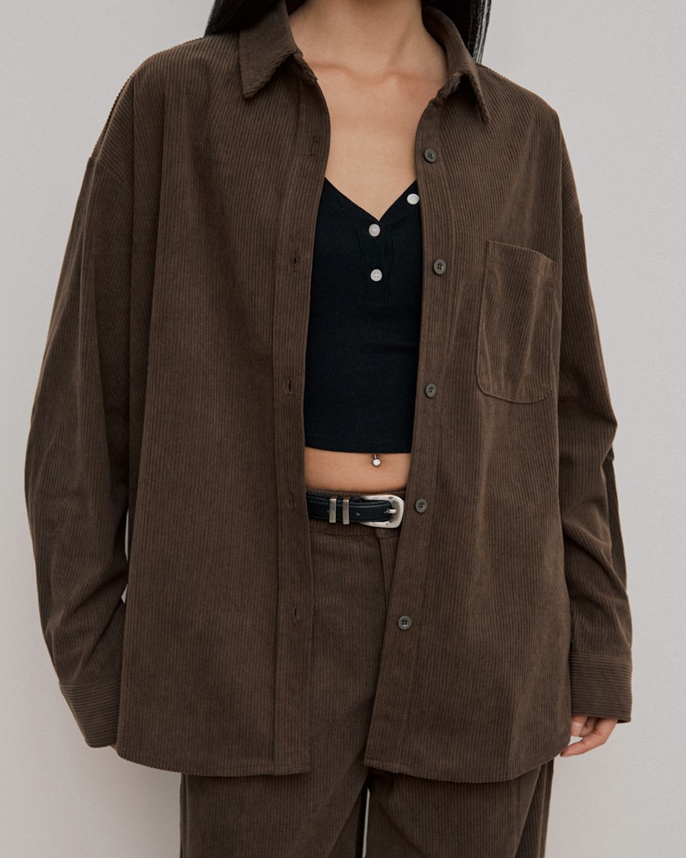 鬆弛感燈芯絨襯衫外套