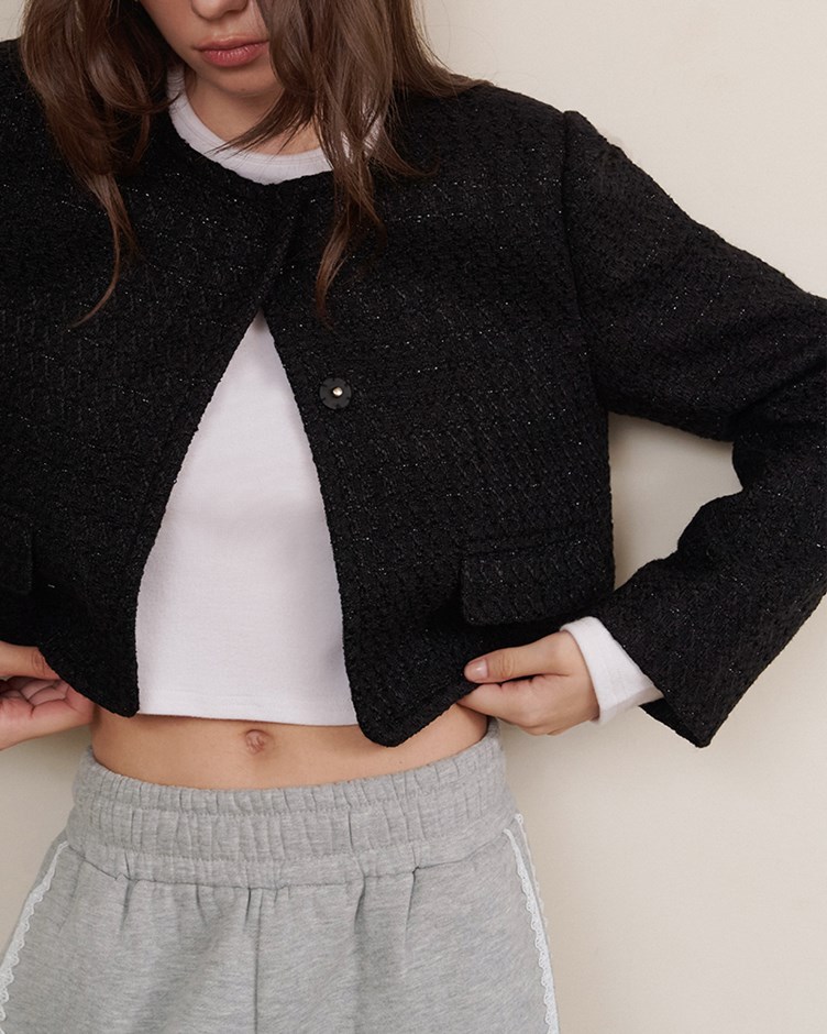 花紗織紋短版外套