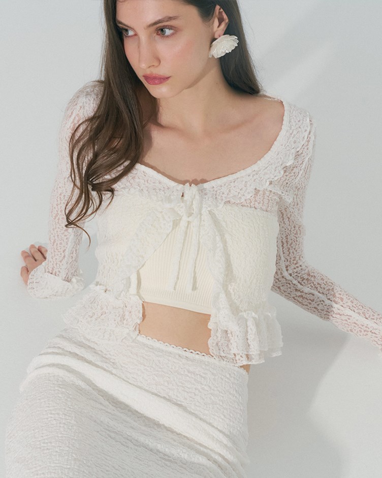 蕾絲針織綁帶外罩