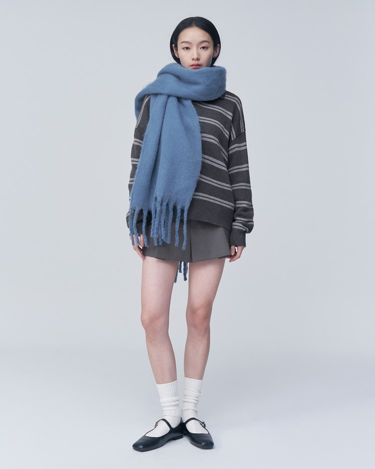 毛絨流蘇長圍巾