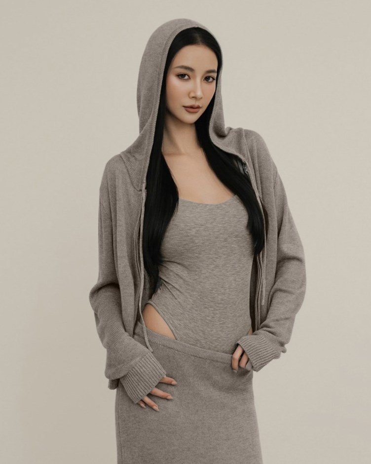 絲光針織連帽外套