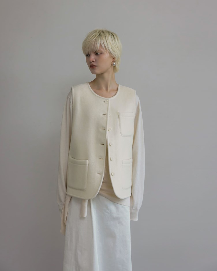 簡約口袋毛呢背心