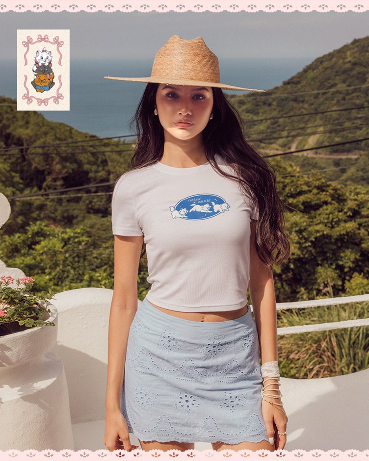瑪麗貓植絨合身短TEE(Disney系列)
