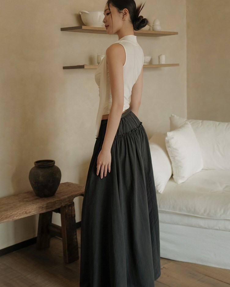法式輕柔傘擺長裙